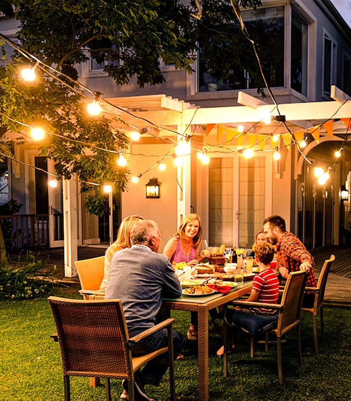 SolaGleam: Catena di luci a sfera solare G40 – Bianco caldo e resistente alle intemperie per giardino e balcone