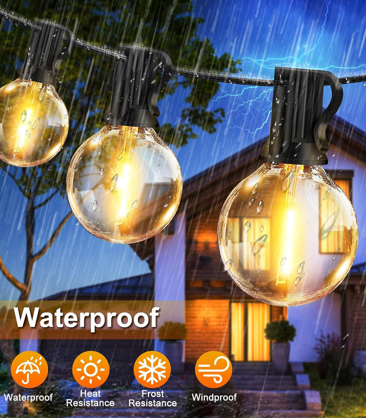 SolaGleam: Catena di luci a sfera solare G40 – Bianco caldo e resistente alle intemperie per giardino e balcone