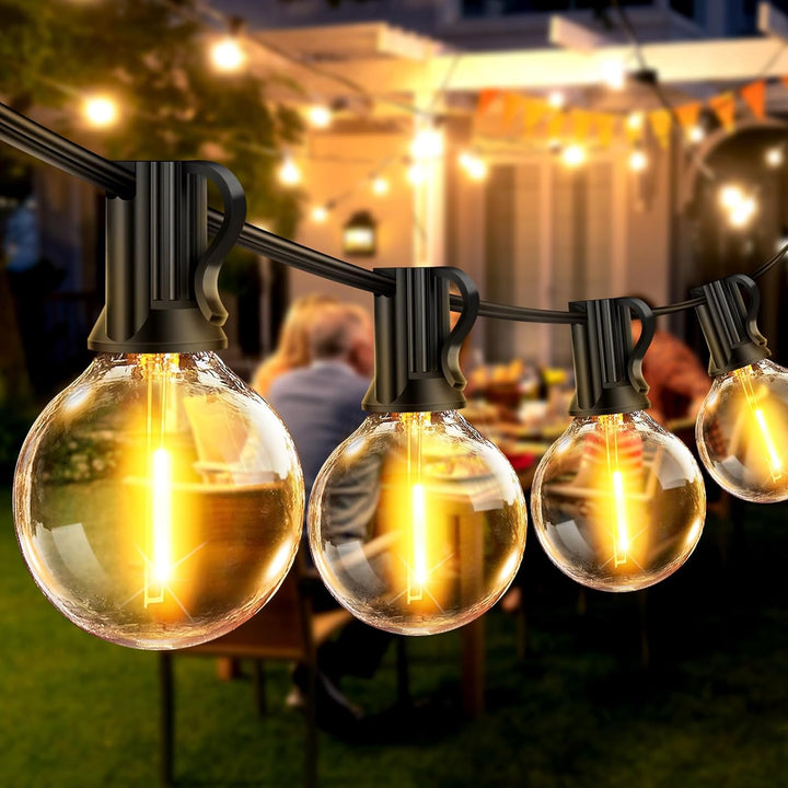 SolaGleam: Catena di luci a sfera solare G40 – Bianco caldo e resistente alle intemperie per giardino e balcone