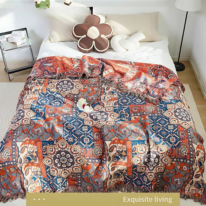 SoleaFlair: Coperte in cotone con motivo jacquard floreale e morbida consistenza – per divano e zona giorno