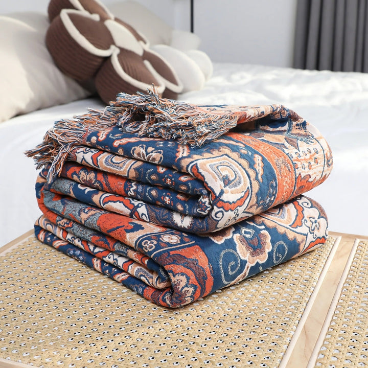 SoleaFlair: Coperte in cotone con motivo jacquard floreale e morbida consistenza – per divano e zona giorno
