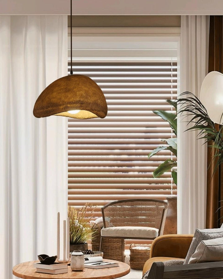 SoléaForma: Lampada a sospensione rotonda in ottica di struttura naturale con luce bianca calda – per sala da pranzo e soggiorno