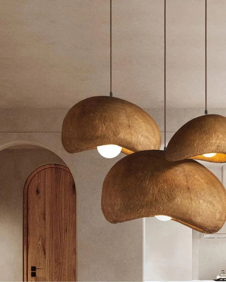 SoléaForma: Lampada a sospensione rotonda in ottica di struttura naturale con luce bianca calda – per sala da pranzo e soggiorno
