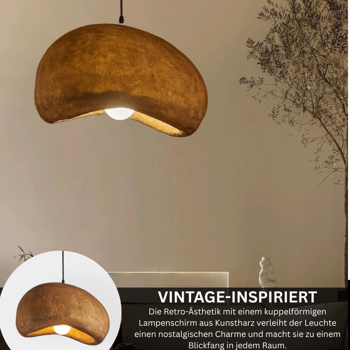 SoléaForma: Lampada a sospensione rotonda in ottica di struttura naturale con luce bianca calda – per sala da pranzo e soggiorno