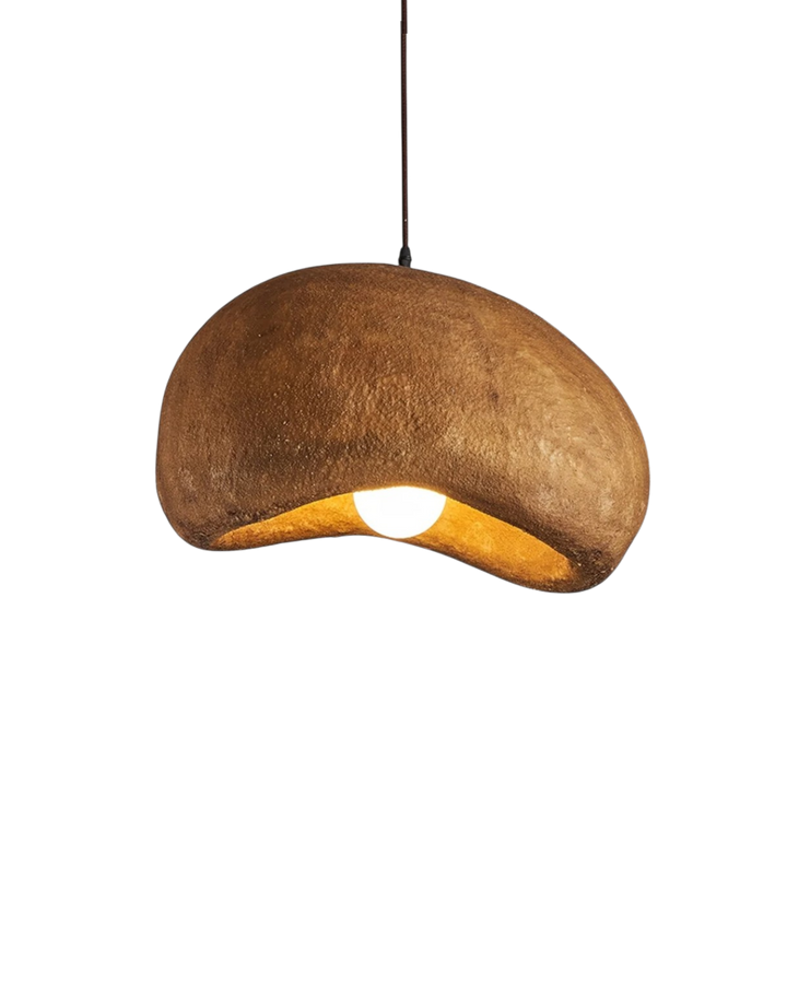 SoléaForma: Lampada a sospensione rotonda in ottica di struttura naturale con luce bianca calda – per sala da pranzo e soggiorno