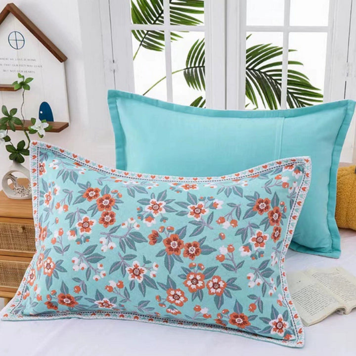 SommerBlüte: Fodera per cuscino con stampa floreale – elegante e durevole per camera da letto e camere per gli ospiti (set da 2)