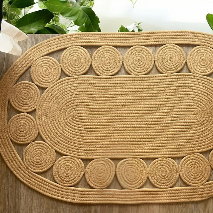 SonnenKreis: tappetino ovale Boho in design a spirale – morbido, antiscivolo e decorativo per soggiorno e corridoio