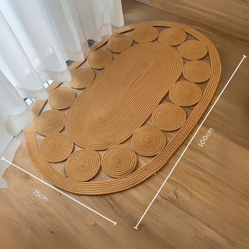 SonnenKreis: tappetino ovale Boho in design a spirale – morbido, antiscivolo e decorativo per soggiorno e corridoio