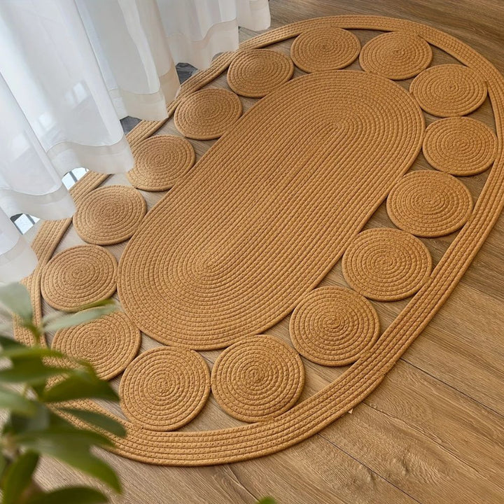 SonnenKreis: tappetino ovale Boho in design a spirale – morbido, antiscivolo e decorativo per soggiorno e corridoio