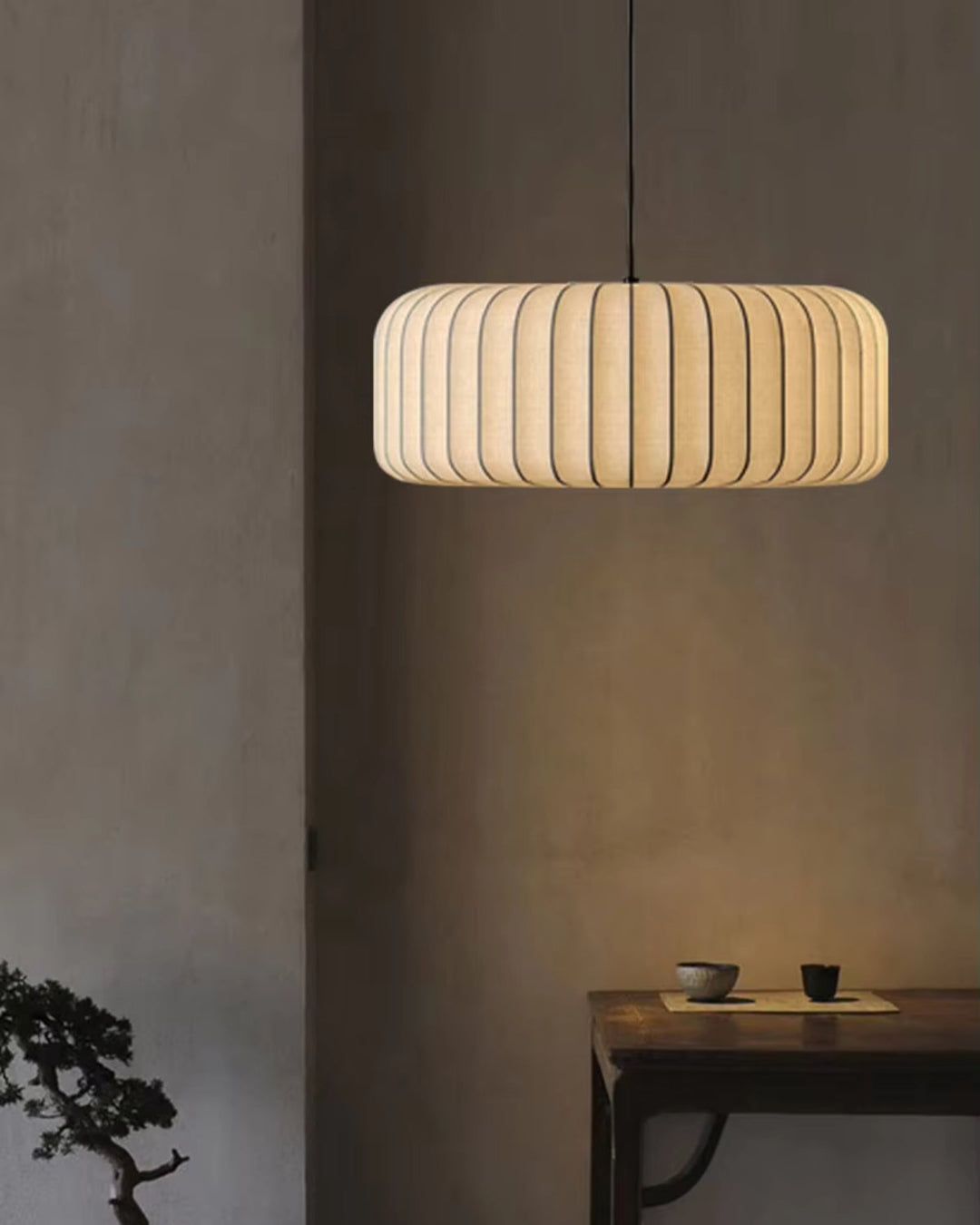 SorellaLume: Moderna lampada a sospensione in tessuto con paralume fatto a mano e attacco E27 – per sala da pranzo e soggiorno