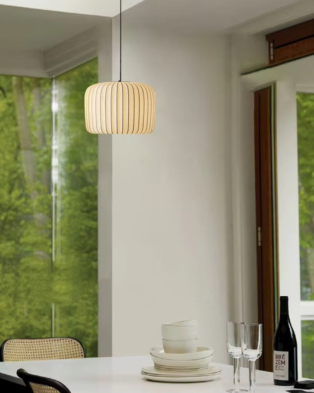 SorellaLume: Moderna lampada a sospensione in tessuto con paralume fatto a mano e attacco E27 – per sala da pranzo e soggiorno