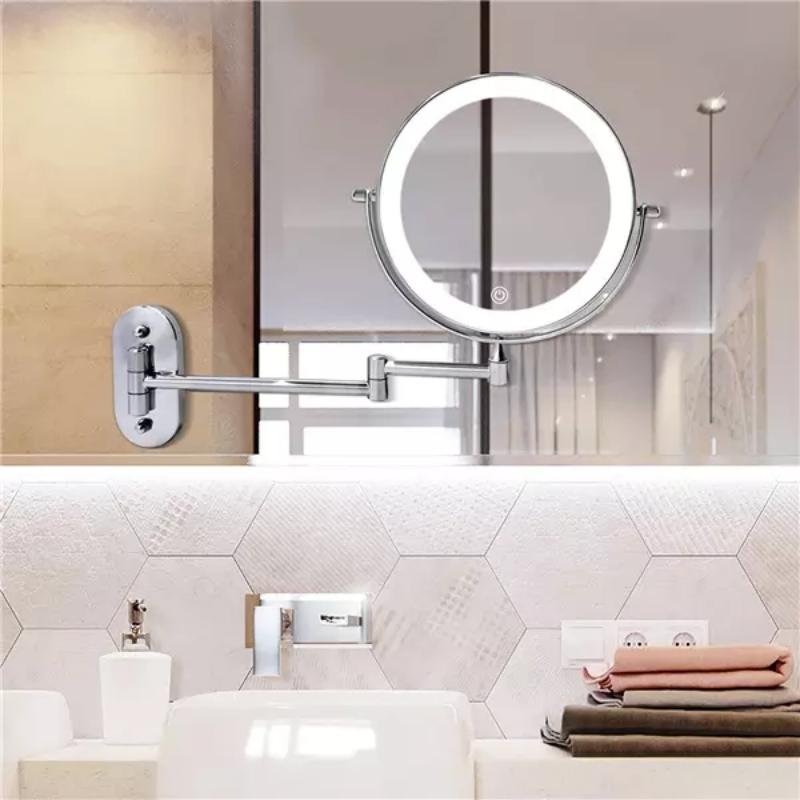 SpiegelGlanz: Specchio da trucco LED con ingrandimento e illuminazione ricaricabile