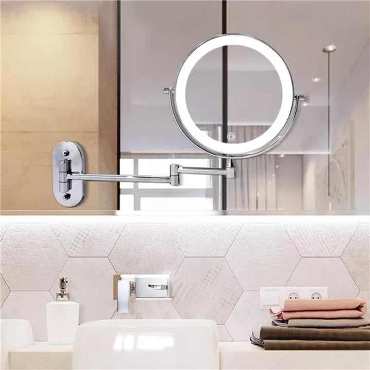 SpiegelGlanz: Specchio da trucco LED con ingrandimento e illuminazione ricaricabile