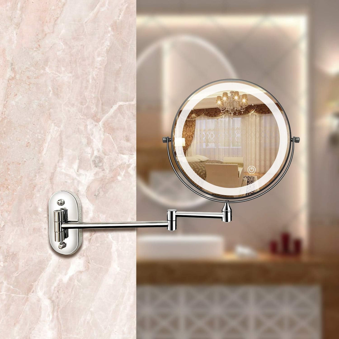 SpiegelGlanz: Specchio da trucco LED con ingrandimento e illuminazione ricaricabile