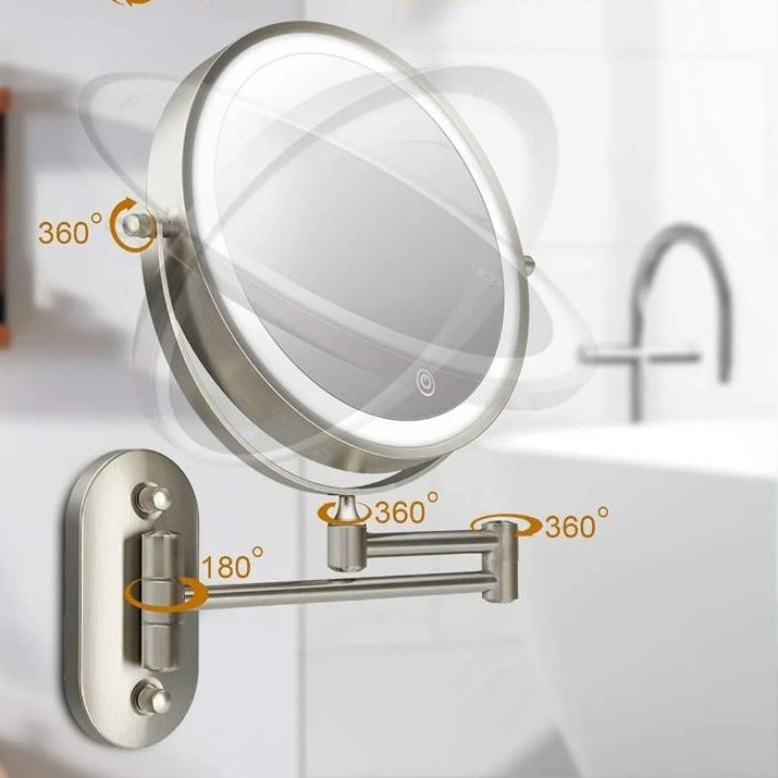 SpiegelGlanz: Specchio da trucco LED con ingrandimento e illuminazione ricaricabile