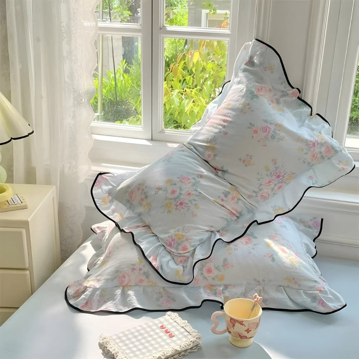 SpitzenTraum: Fodera per cuscino con volant e pizzo – romantica e decorativa per la camera da letto (set da 2)