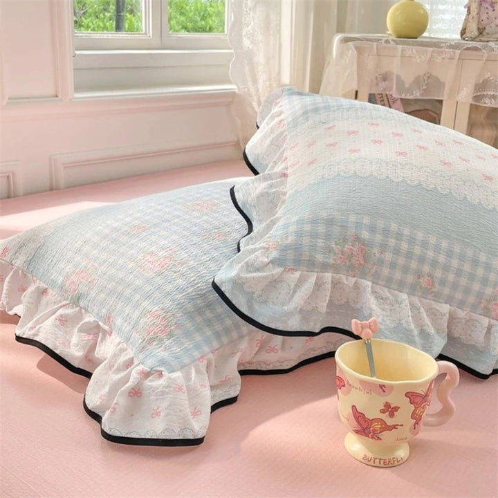 SpitzenTraum: Fodera per cuscino con volant e pizzo – romantica e decorativa per la camera da letto (set da 2)