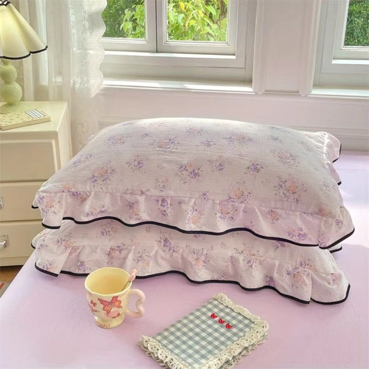 SpitzenTraum: Fodera per cuscino con volant e pizzo – romantica e decorativa per la camera da letto (set da 2)