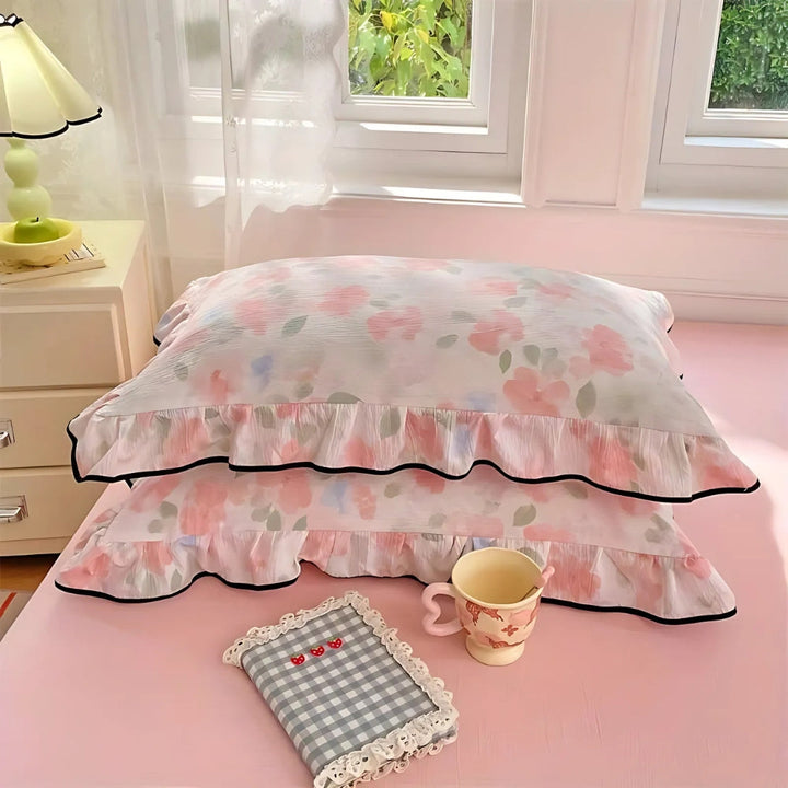 SpitzenTraum: Fodera per cuscino con volant e pizzo – romantica e decorativa per la camera da letto (set da 2)