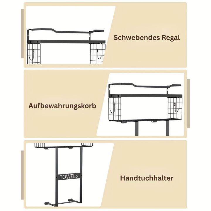 StädtischesRegal: Porta asciugamani da bagno – supporto a parete moderno con ripiano, decorativo e multifunzionale per asciugamani e articoli da bagno