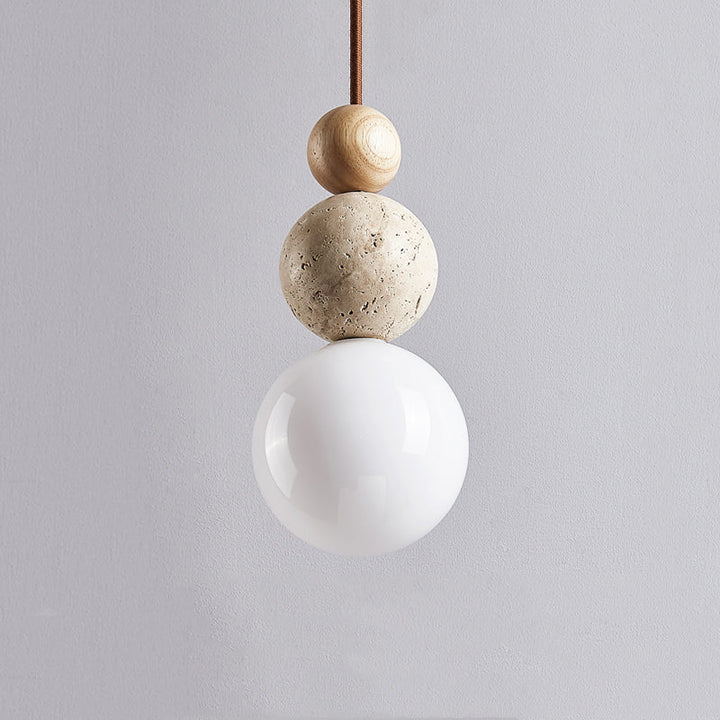 SteinAura: Lampada a sospensione in travertino naturale – Design moderno per sala da pranzo e soggiorno