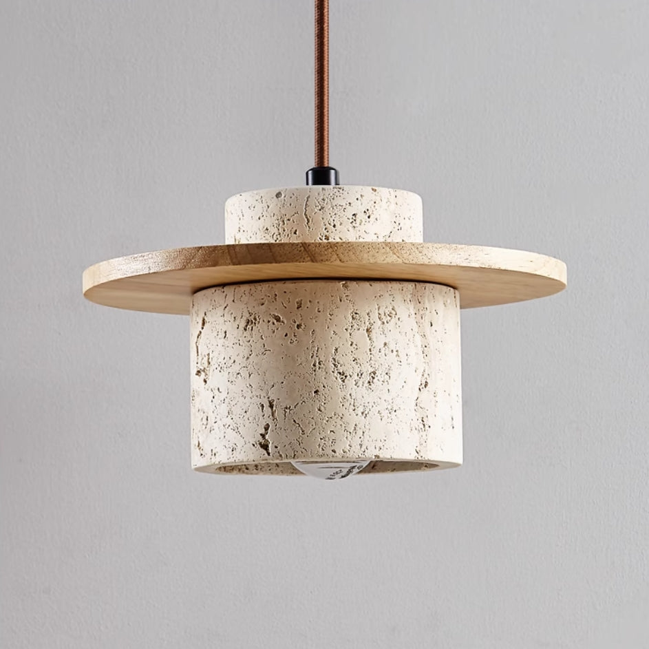 SteinGlanz: Lampada a sospensione moderna con paralume in travertino