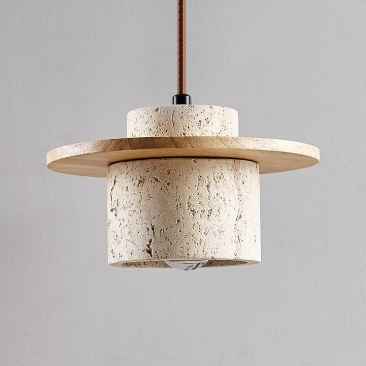 SteinGlanz: Lampada a sospensione moderna con paralume in travertino