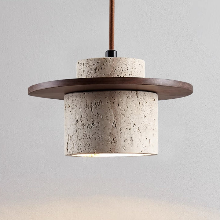 SteinGlanz: Lampada a sospensione moderna con paralume in travertino