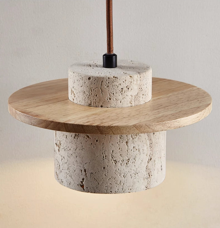 SteinGlanz: Lampada a sospensione moderna con paralume in travertino