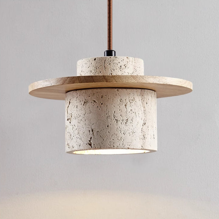 SteinGlanz: Lampada a sospensione moderna con paralume in travertino