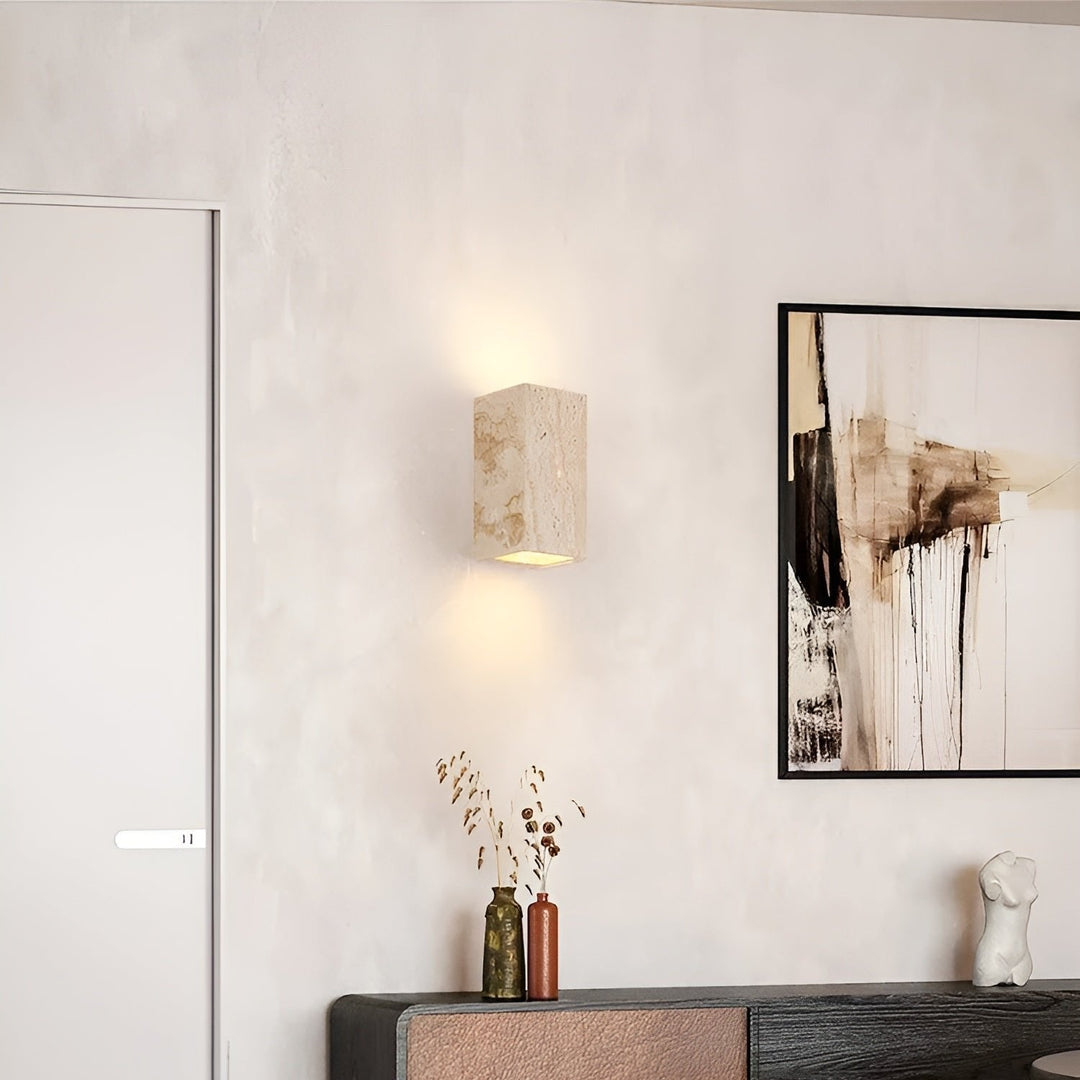 SteinLume: Applique in Travertino – Lampada a LED moderna per interni ed esterni
