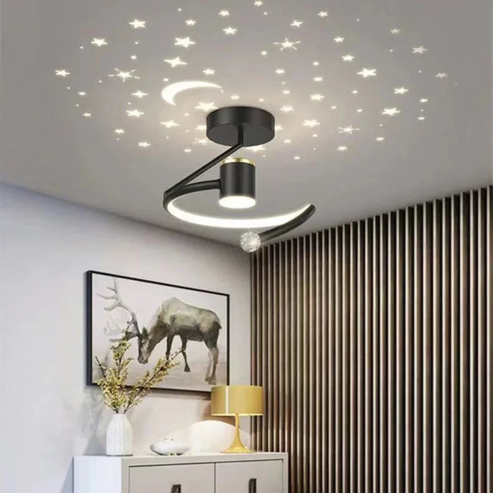StellaGlow: Lampada a soffitto LED rotonda con effetto cielo stellato e colore della luce dimmerabile – per camere da letto e camerette