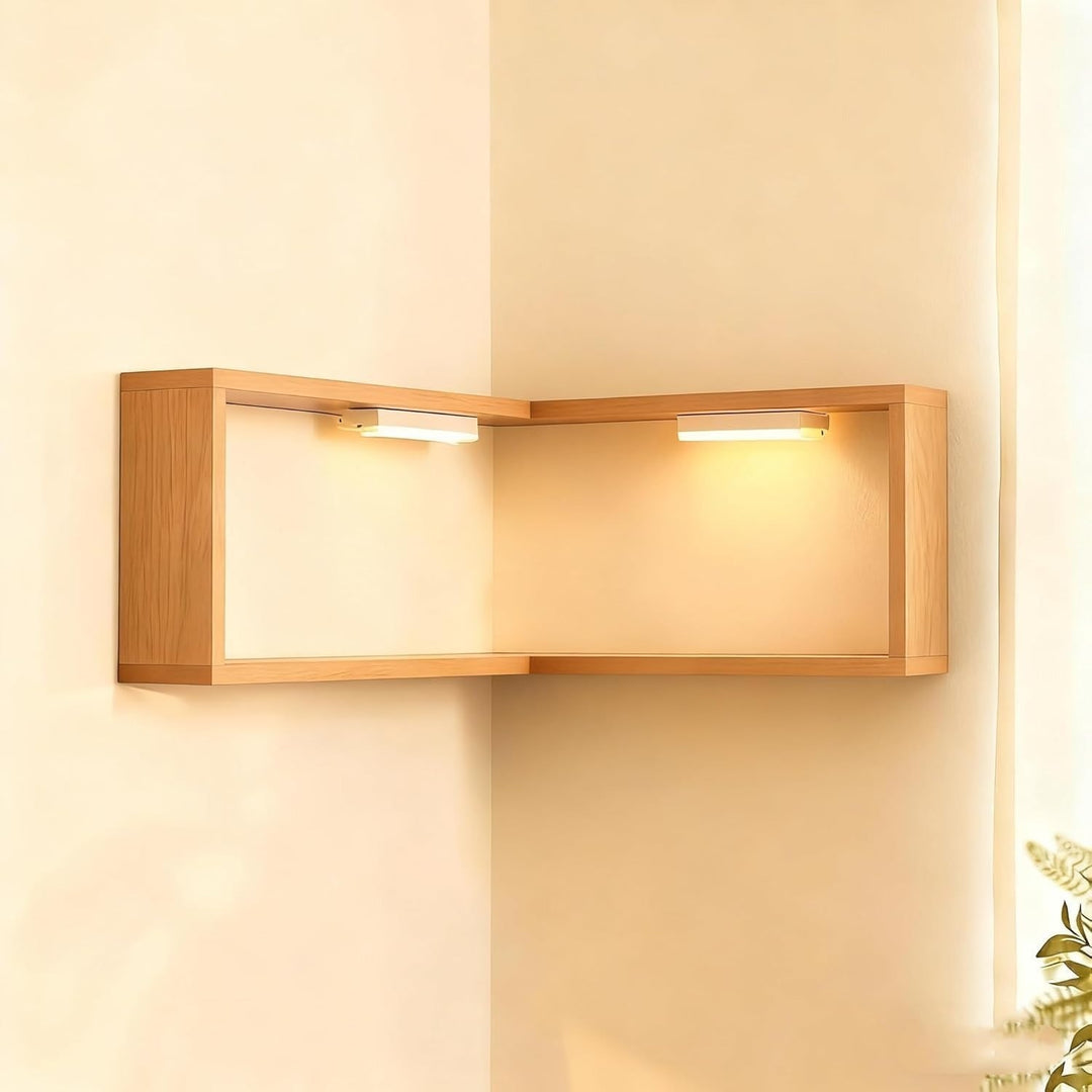 StilEcke: Mensole decorative da parete – 3 pezzi, multifunzionali e sospese in legno con funzione di illuminazione per il soggiorno