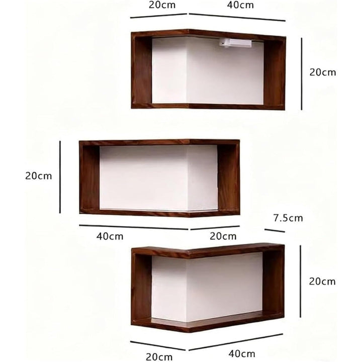 StilEcke: Mensole decorative da parete – 3 pezzi, multifunzionali e sospese in legno con funzione di illuminazione per il soggiorno
