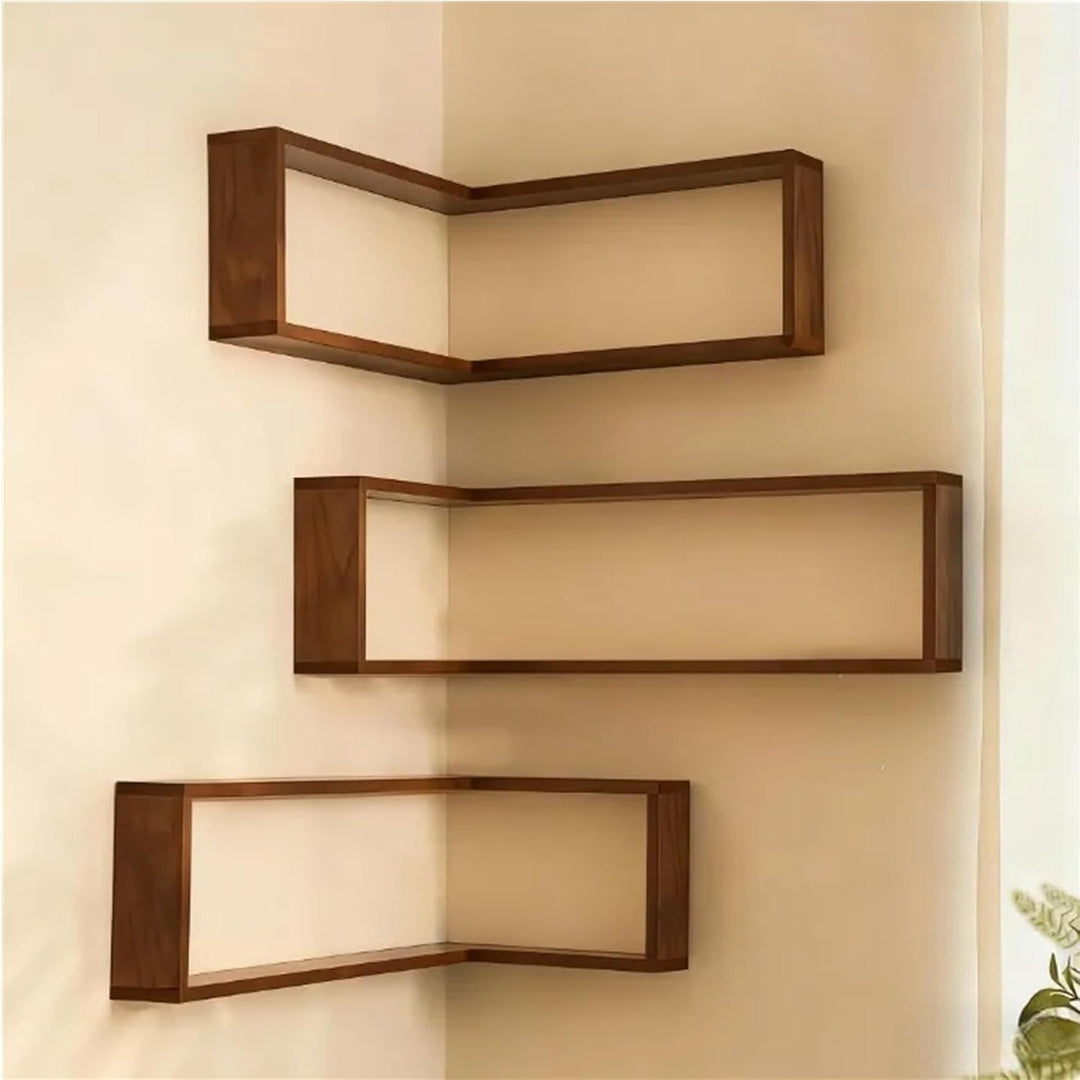 StilEcke: Mensole decorative da parete – 3 pezzi, multifunzionali e sospese in legno con funzione di illuminazione per il soggiorno