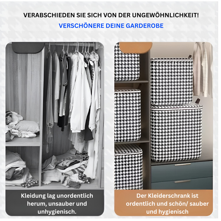 StilMuster: Scatola di stoccaggio pieghevole con design a scacchi – robusta, spaziosa e ideale per abbigliamento e coperte