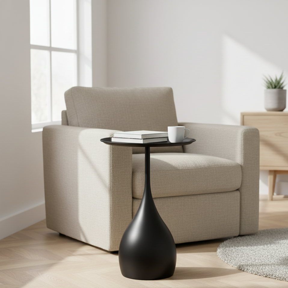 Stilsphäre: Tavolino rotondo in metallo mobile e decorativo – per divano e comodino
