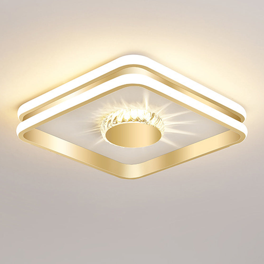 StrahlAurora: Lampada da soffitto a LED in cristallo dorato – elegante e decorativa per corridoi e aree soggiorno