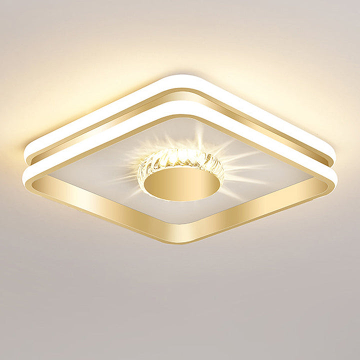 StrahlAurora: Lampada da soffitto a LED in cristallo dorato – elegante e decorativa per corridoi e aree soggiorno