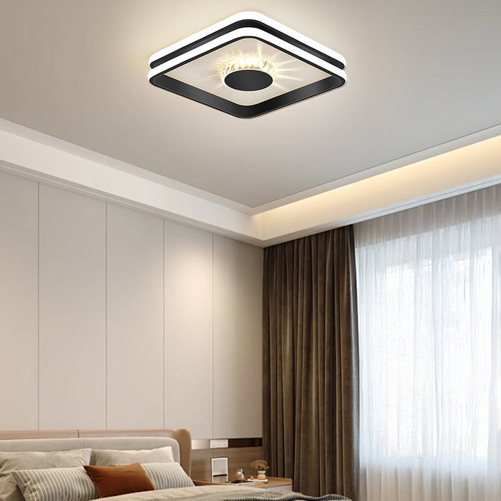 StrahlAurora: Lampada da soffitto a LED in cristallo dorato – elegante e decorativa per corridoi e aree soggiorno