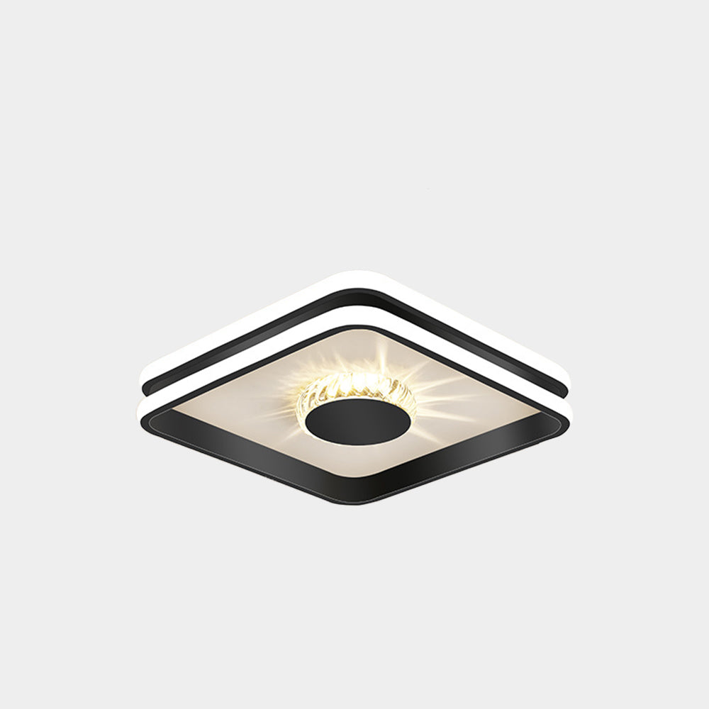 StrahlAurora: Lampada da soffitto a LED in cristallo dorato – elegante e decorativa per corridoi e aree soggiorno