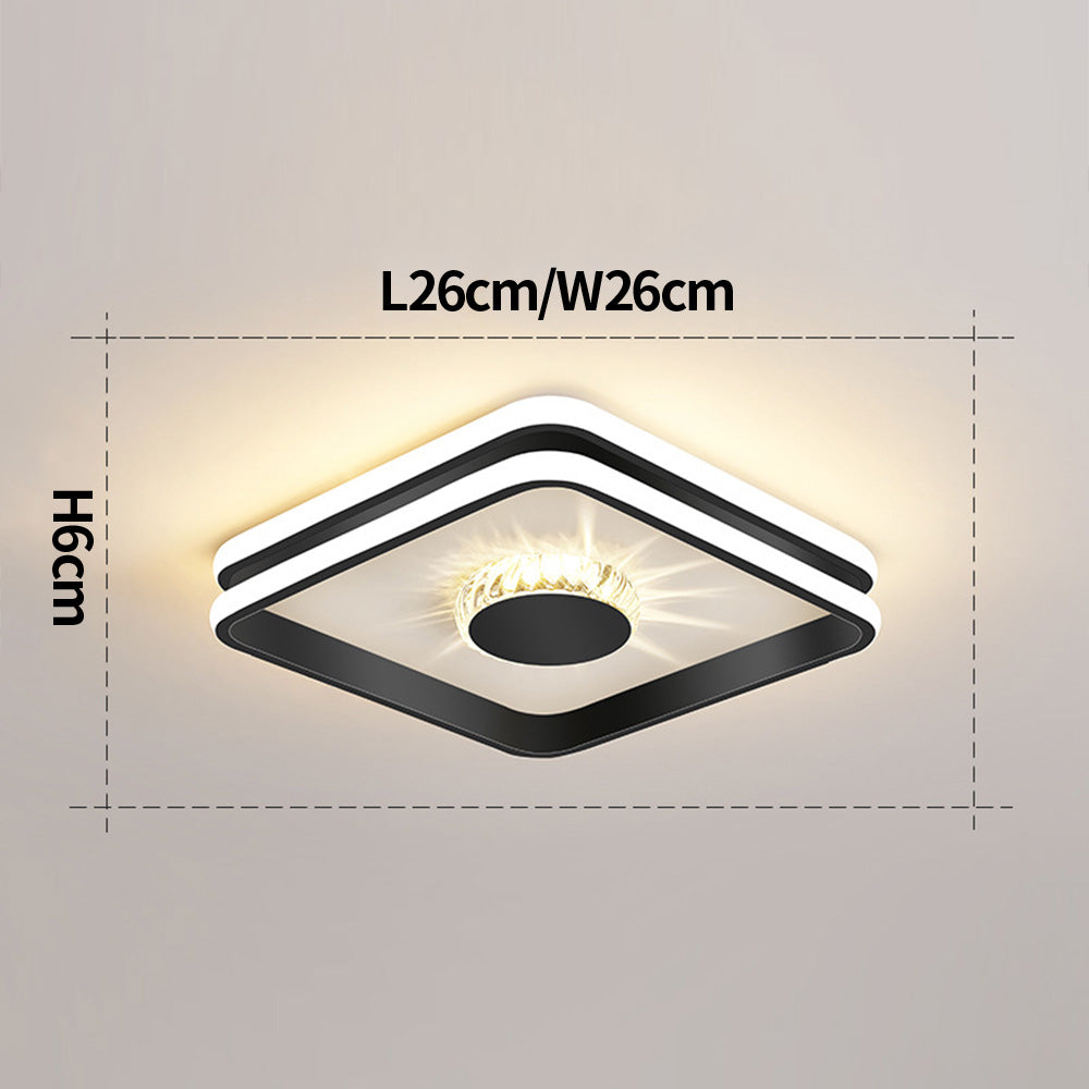 StrahlAurora: Lampada da soffitto a LED in cristallo dorato – elegante e decorativa per corridoi e aree soggiorno
