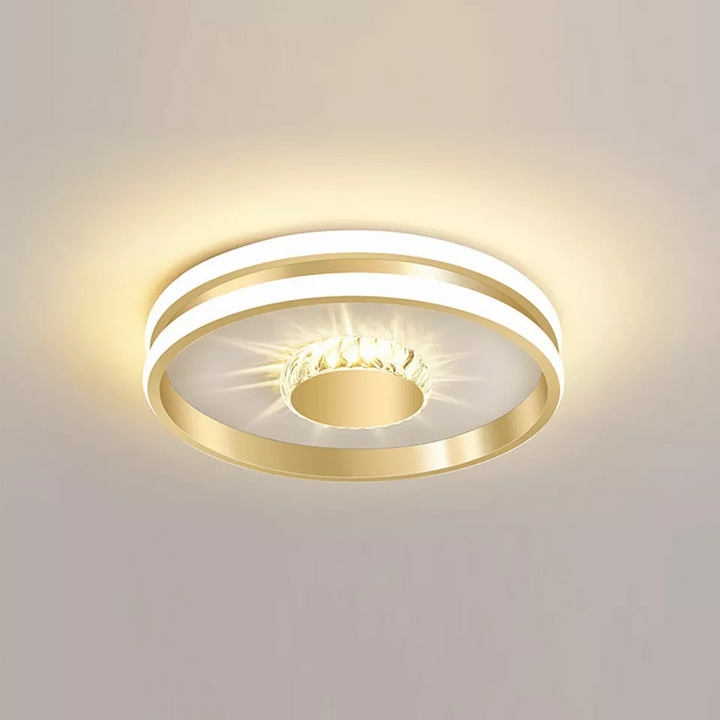 StrahlAurora: Lampada da soffitto a LED in cristallo dorato – elegante e decorativa per corridoi e aree soggiorno