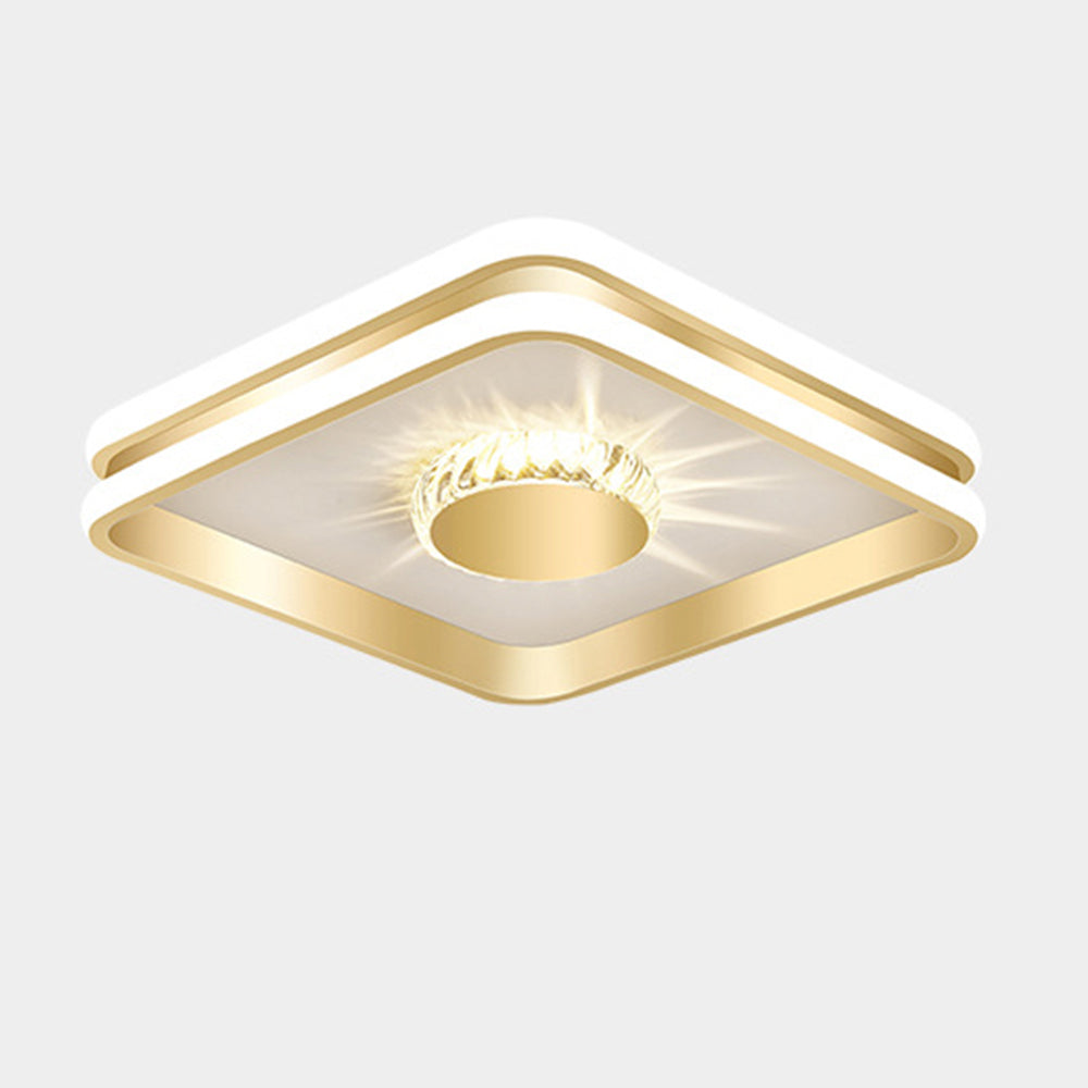 StrahlAurora: Lampada da soffitto a LED in cristallo dorato – elegante e decorativa per corridoi e aree soggiorno