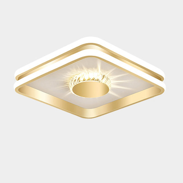 StrahlAurora: Lampada da soffitto a LED in cristallo dorato – elegante e decorativa per corridoi e aree soggiorno