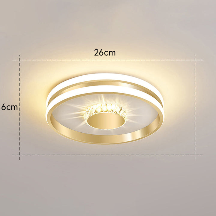 StrahlAurora: Lampada da soffitto a LED in cristallo dorato – elegante e decorativa per corridoi e aree soggiorno
