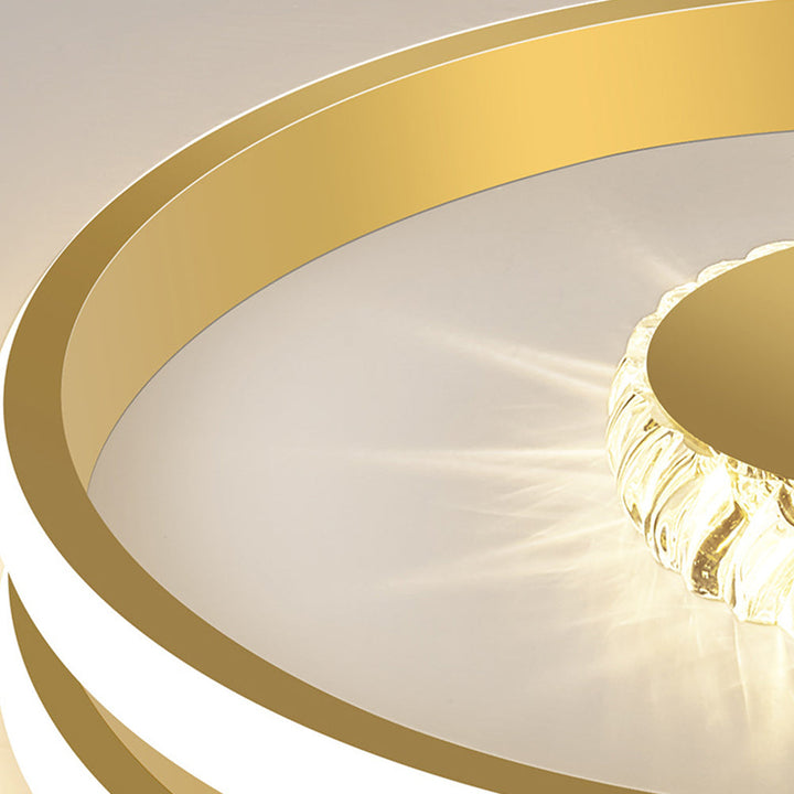 StrahlAurora: Lampada da soffitto a LED in cristallo dorato – elegante e decorativa per corridoi e aree soggiorno