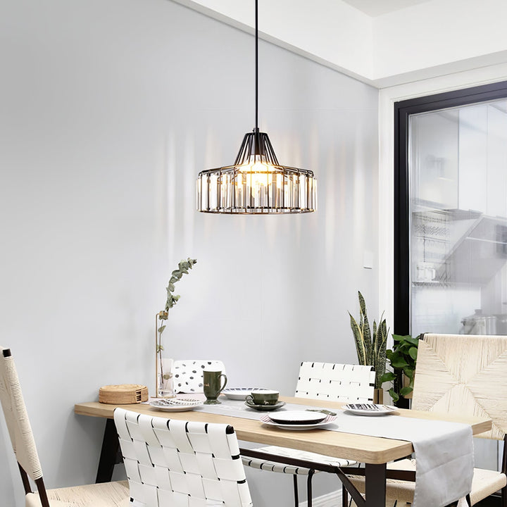 StrahlÉbène: Lampada a sospensione in cristallo moderna nera – decorativa ed energeticamente efficiente per soggiorni e sale da pranzo