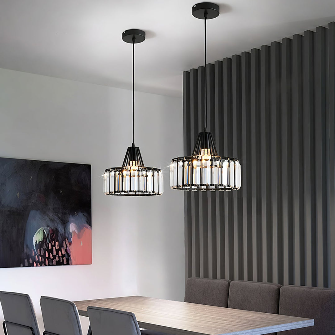 StrahlÉbène: Lampada a sospensione in cristallo moderna nera – decorativa ed energeticamente efficiente per soggiorni e sale da pranzo
