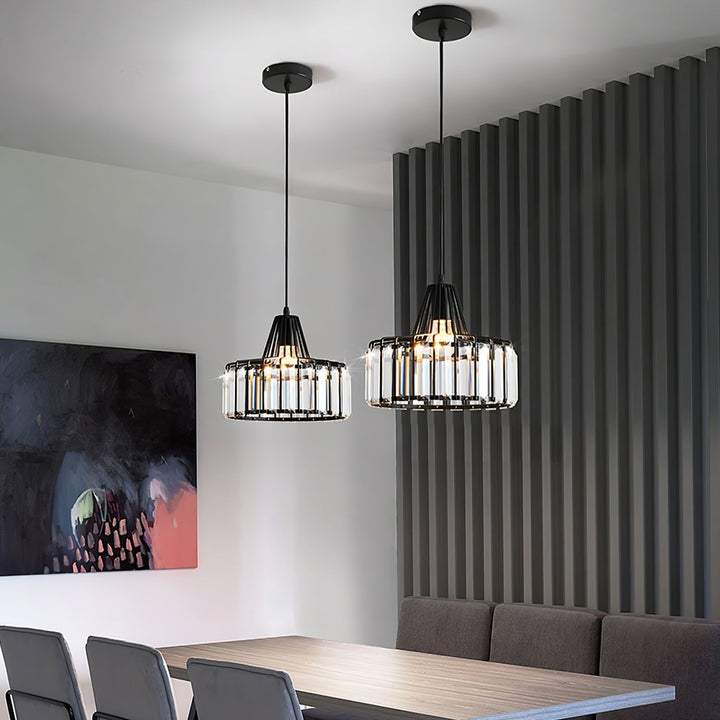 StrahlÉbène: Lampada a sospensione in cristallo moderna nera – decorativa ed energeticamente efficiente per soggiorni e sale da pranzo